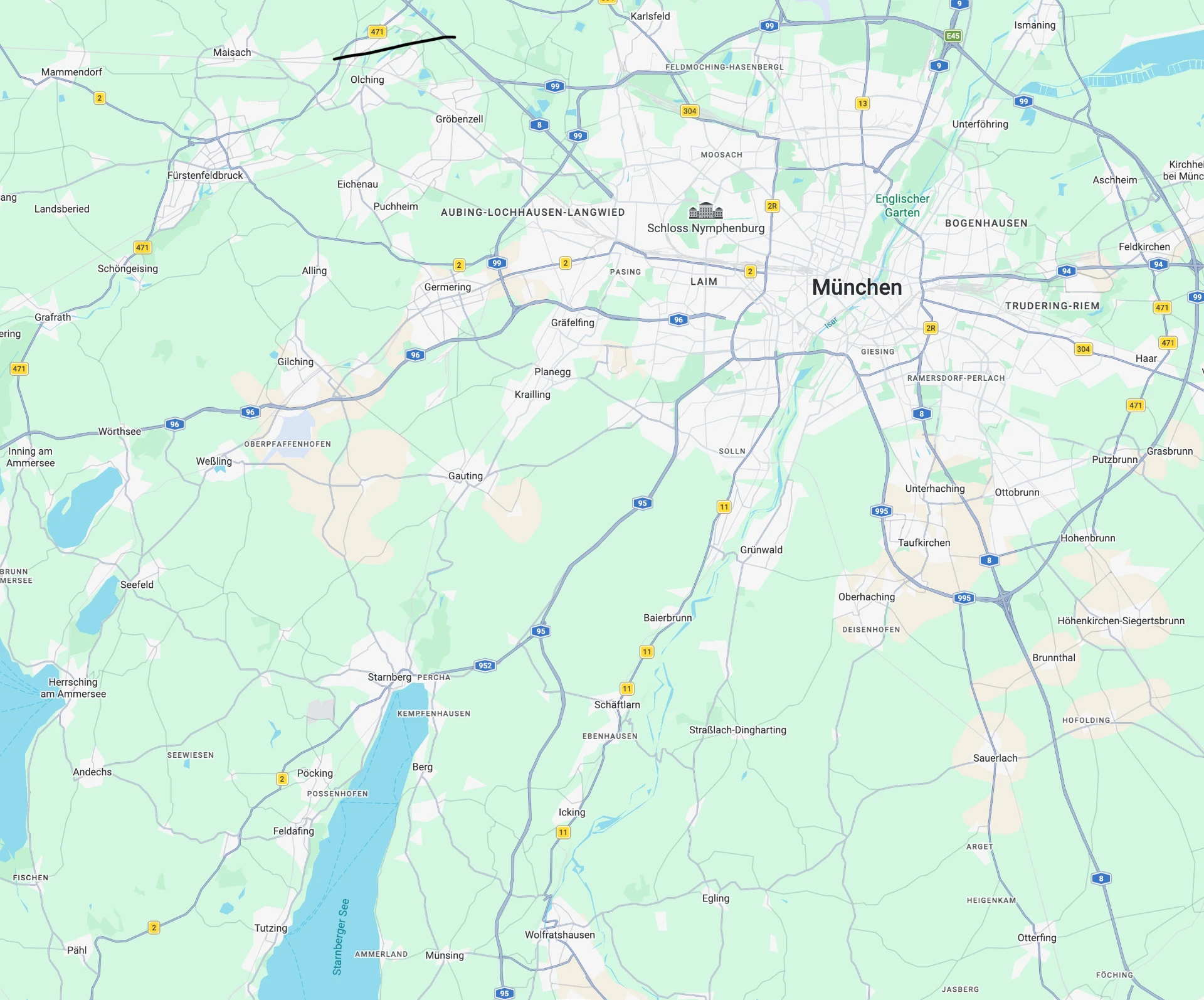 Liefergebiet rund um München